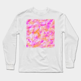 Bright pink orange and white abstract Long Sleeve T-Shirt